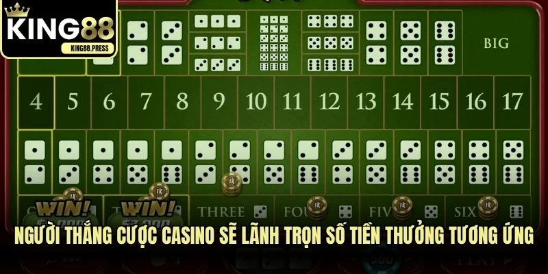Người thắng cược casino sẽ lãnh trọn số tiền thưởng tương ứng