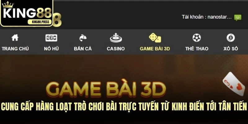 Cung cấp hàng loạt trò chơi bài trực tuyến từ kinh điển tới tân tiến